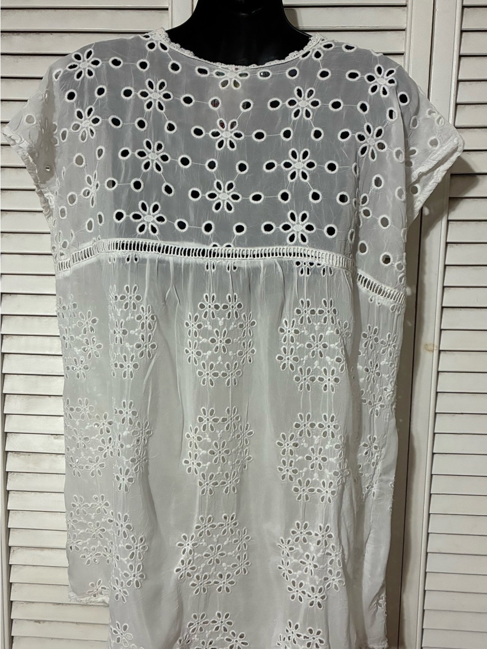 Johnny Was Lg Embroidered Cotton eyelet Tunic Top - Picture 4 of 7